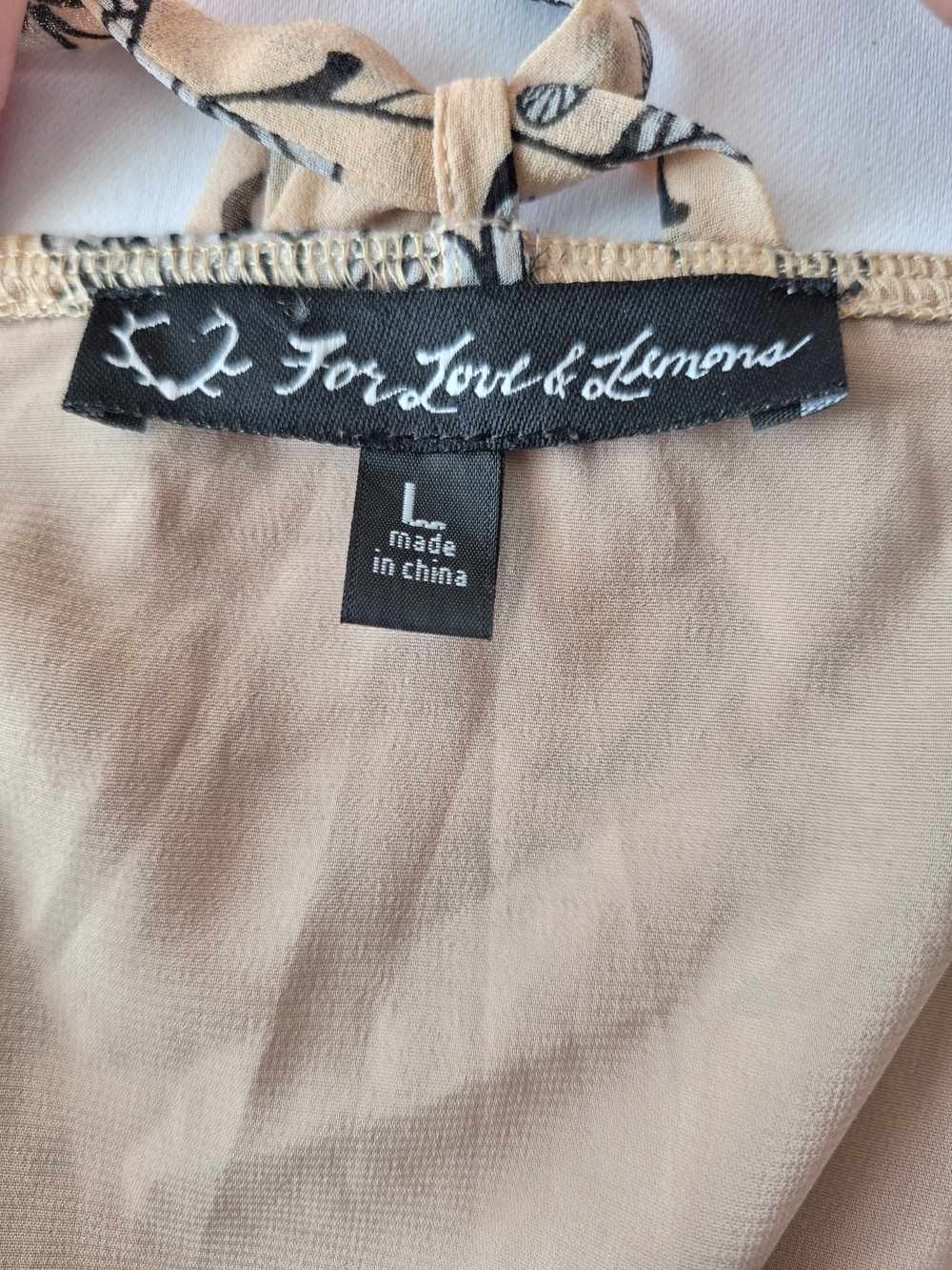 For Love & Lemons Peach Floral Midi Slip Dress with Neck Scarf Size L - Picture 11 of 13